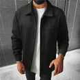 thumbnail image 1 of Button Down Men's and Big Men's Jacket Black Plain Casual Shacket Long Sleeve Fall Pocket Mens Winter Clothes, 1 of 7