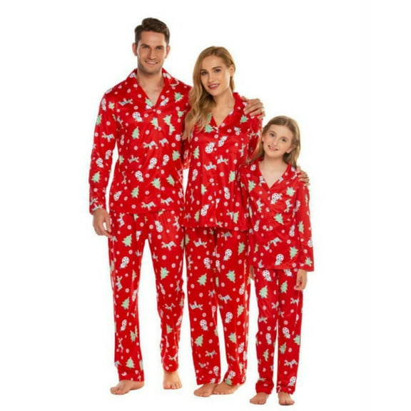 Button Down Pajamas PJ's Sets Two Piece Family Matching Sleepwear Loungewear Long Sleeve Nightwear