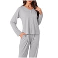 thumbnail image 1 of Button Down Pajamas Sets for Women Long Sleeve Sleepwear Matching Long Pants Comfy Pjs 2 Piece Lounge Set, 1 of 5
