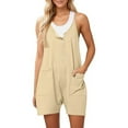 thumbnail image 1 of Button Down Rompers for Women Casual Shorts Trendy Vacation Loose Sleeveless Beach Romper Jumpsuits with Pockets, 1 of 8