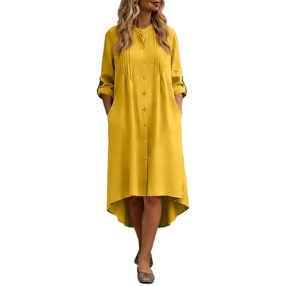 Printed Button Down Midi Dress