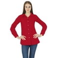 thumbnail image 1 of Button Down Shirt Long Sleeve Kurta Cotton Top Women Clothing, 1 of 4