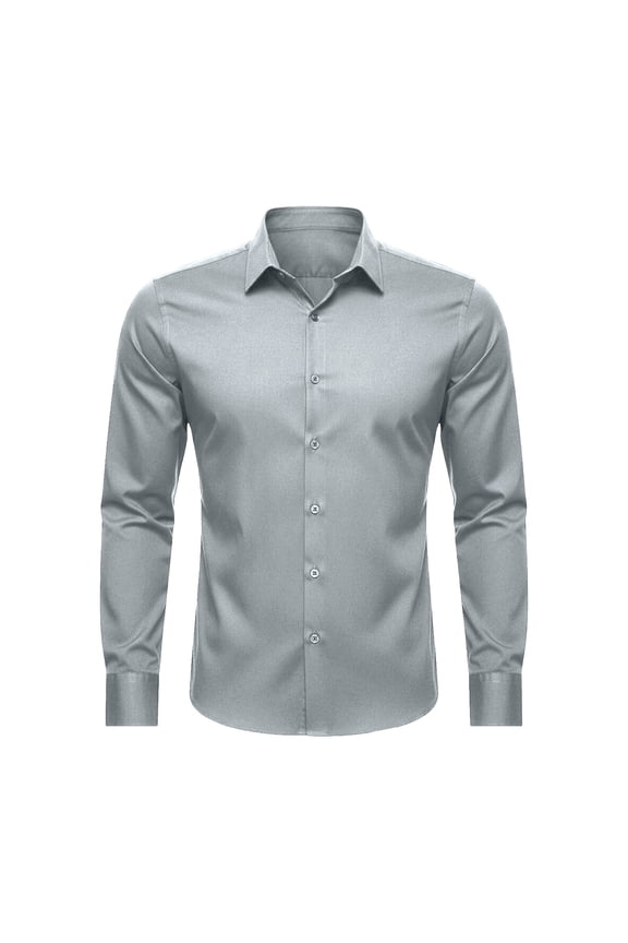 Button Down Shirt Men Fashion Cardigan Regular Fit Collar Long Sleeve Dress Shirt Comfor Lightweight Business Casual Tops Grey M