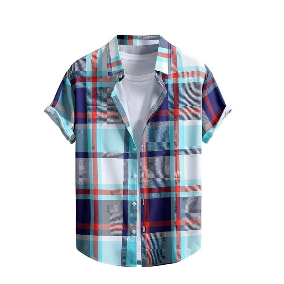 Button Down Shirt Men Qiggri Men Casual Buttons Beach Print Turndown Short Sleeve Shirt Blouse Beach Shirts For Men