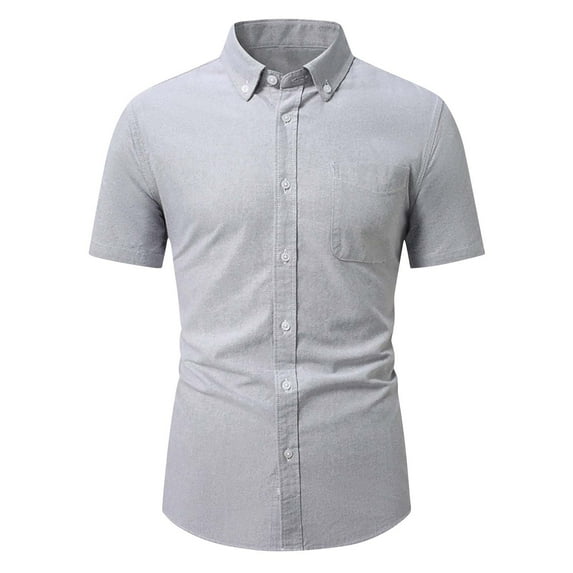 Button Down Shirt Men Qiggri Men's Business Casual Solid Color Button Lapel Fashion Short Sleeve Shirt Work Shirts For Men