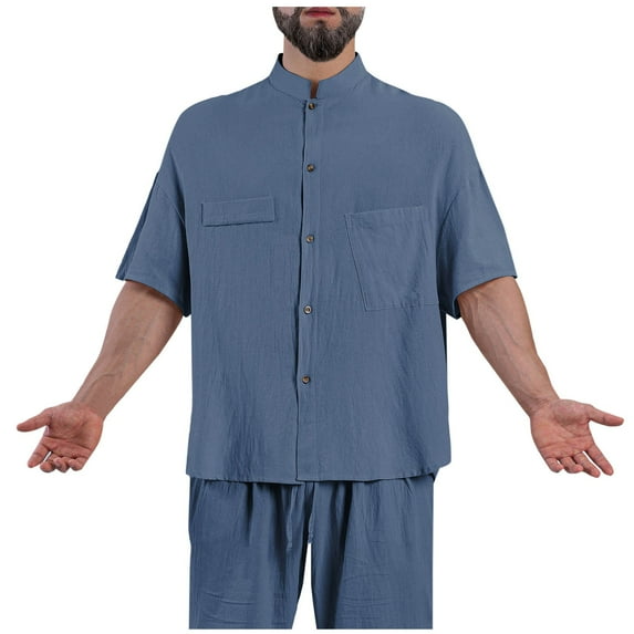 Button Down Shirt Men Short Sleeve Men's Summer Shirts Mens Black Shirts Short Sleeve Linen Summer Shirts for Men Gift Savings