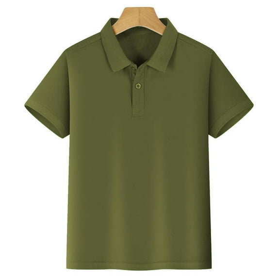 School Uniform Polo Shirts Sleeve Button Down Shirt Army Green Kids Clothes Boys Boys Summer Clothes 5-6 Years