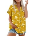 thumbnail image 1 of Button Down Shirt Women Cotton Short Sleeve Blouses V Neck Collared Button Up Summer Beach Tops, 1 of 7