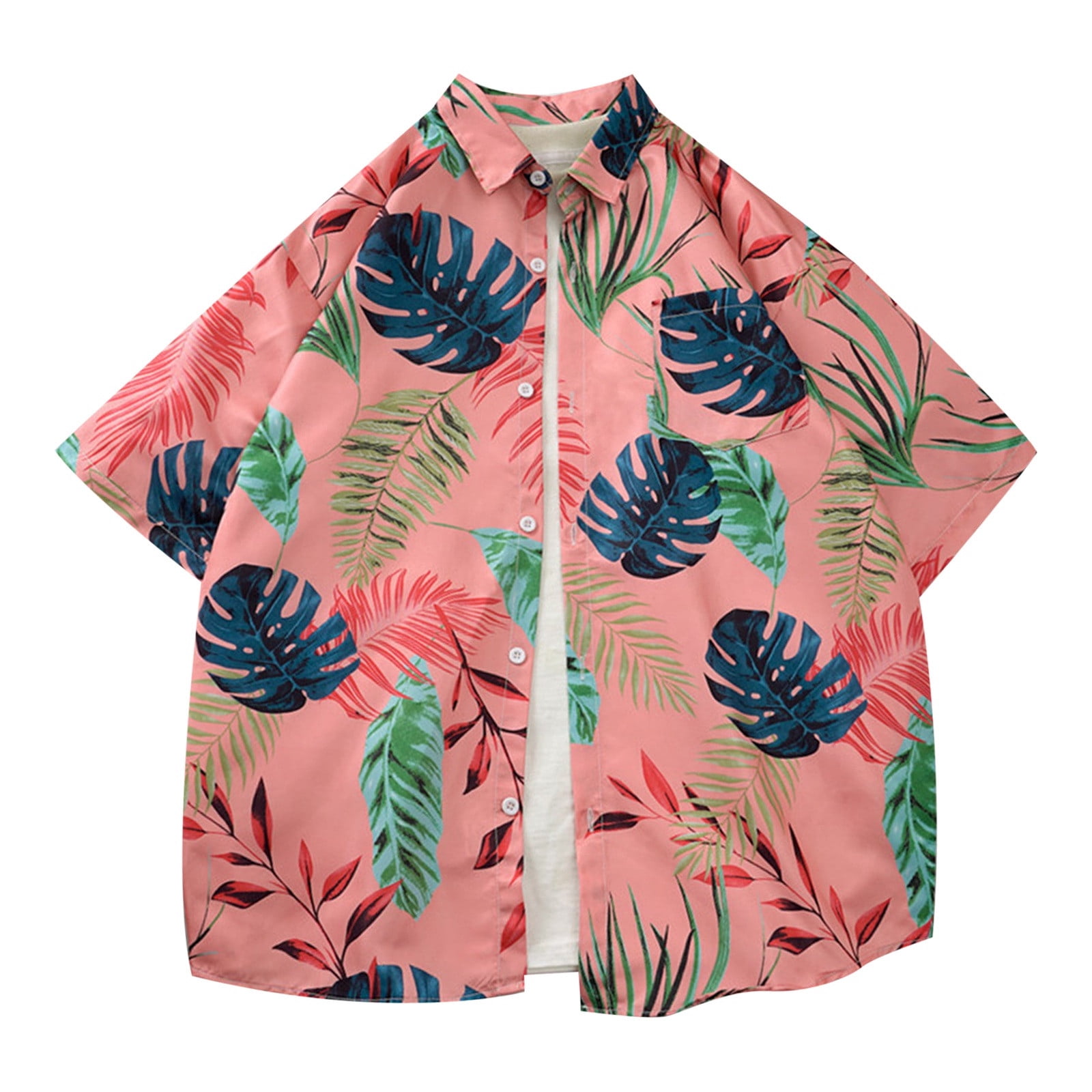 Button Down Shirt for Men 3d Printed Flower Short Sleeve Cotton Short