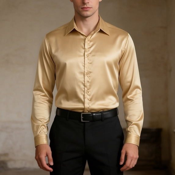 Button Down Shirt for Men Casual Lightweight Soft Shirts Loose Comfortable Beach Summer Clothing Yellow Size M