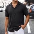 thumbnail image 1 of Button Down Shirt for Men Casual Stylish Basic Shirts Loose Solid Color Summer Beach Tops Black Size L, 1 of 7