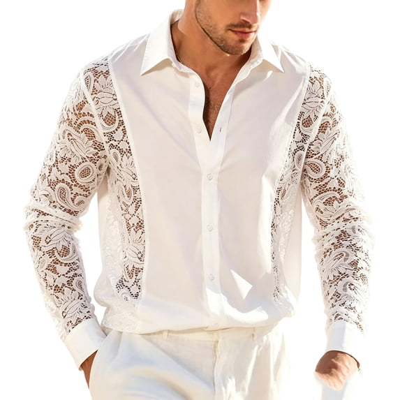 Button Down Shirt for Men Collared Casual Cardigan Summer Resort ...