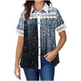thumbnail image 1 of Button Down Shirt for Women Floral Print Short Sleeve Casual Loose Blouse Summer Collared Tunic Tee Tops, 1 of 6