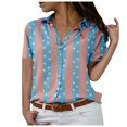 thumbnail image 1 of Button Down Shirt for Women Lapel Stripe Polka Dots Short Sleeve Tops Casual Loose Fit Summer Going out Blouse Tee, 1 of 8