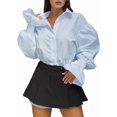 thumbnail image 1 of Button Down Shirt for Women Long Sleeve Blouses Tops Business Casual Work Outfits Blue S, 1 of 8