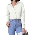 thumbnail image 1 of Button Down Shirt for Women Long Sleeve Solid Color Blouses Tops Business Casual Work Outfits White (256) S, 1 of 10