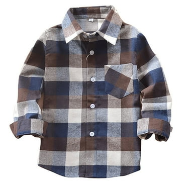 Button Down Shirts For Boys Flannel For Boys Boys Plaid Shirt Long Sleeve Button Down Flannel Shirts Toddler Western Shirts Spring Fall Jacket Casual School Clothes Grey 8-9 Years