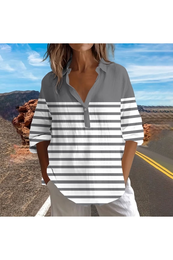 Button Down Shirts For Women Dressy Long Sleeve Blouse Business Casual Work Tops Gray 3XL