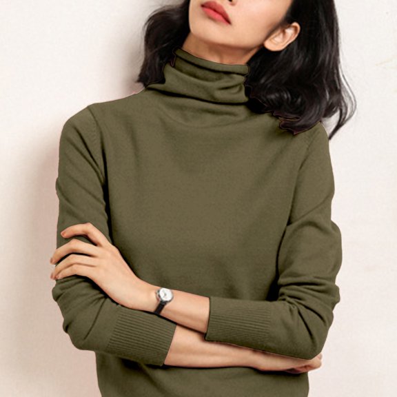 Button Down Shirts For Women, Turtleneck Pullover Sweater, Slim Bottoming Style, Silk Wool, Suitable For Fall And Winter, Black S, Size S-3XL