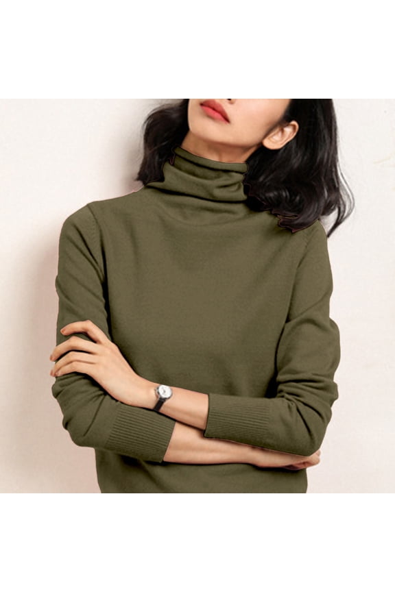 Button Down Shirts For Women, Turtleneck Pullover Sweater, Slim Bottoming Style, Silk Wool, Suitable For Fall And Winter, Black S, Size S-3XL