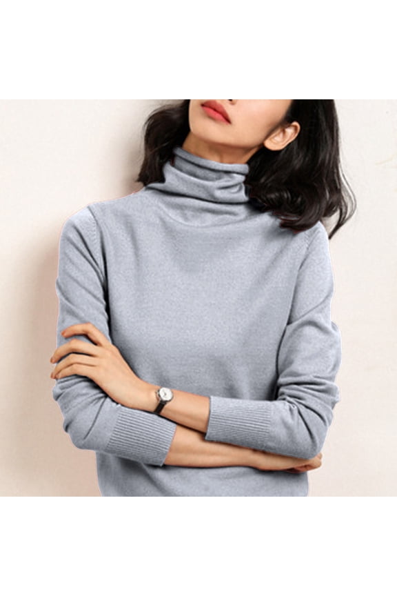 Button Down Shirts For Women, Turtleneck Pullover Sweater, Slim Bottoming Style, Silk Wool, Suitable For Fall And Winter, Gray M, Size S-3XL