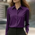 thumbnail image 1 of Button Down Shirts For Women Wrinkle Resistance Dress Shirts For Women Long Sleeve Work Formal Blouses Tops Purple, 1 of 9