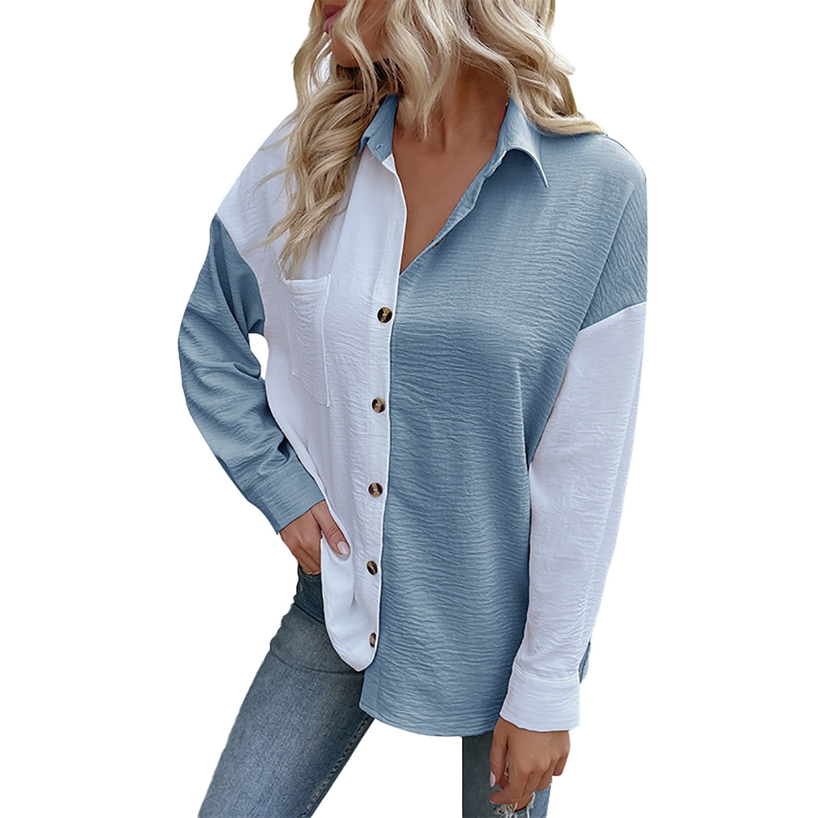 women's loose fit button up shirt