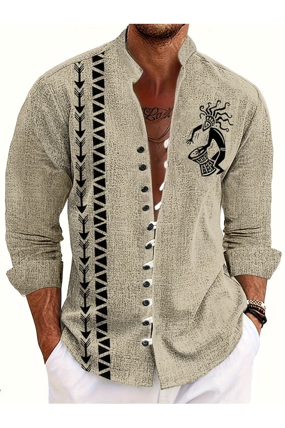 Button Down Shirts for Men 2025 Summer Casual V Neck Long Sleeve T-Shirts Waffle Office Polo Blouses with Pocket Beige XL