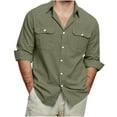 thumbnail image 1 of Button Down Shirts for Men Cotton Linen Long Sleeve Work Shirts Breathable Outdoor Shirt with Pockets, 1 of 9