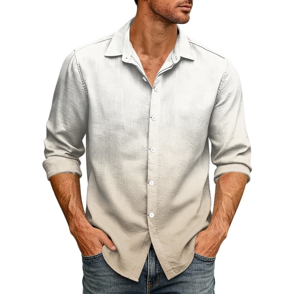 Button Down Shirts for Men Fall Long Sleeve Lapel Collar Regular Fit Casual Beach Vacation Blouse Tops