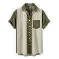 thumbnail image 1 of Button Down Shirts for Men Lapel Stripe Print Short Sleeve Tops Casual Loose Fit Summer Blouse Tee with Pocket, 1 of 4