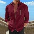thumbnail image 1 of Button-Down Shirts for Men Long Sleeve Collared Business Work Tshirts Shirt with Pocket Casual Loose Color Block Comfort Lapel Tops, 1 of 6