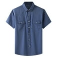 thumbnail image 1 of Button Down Shirts for Men Plus Size Short Sleeve Shirts Casual Stretch Outdoor Work Shirts with Pockets, 1 of 4