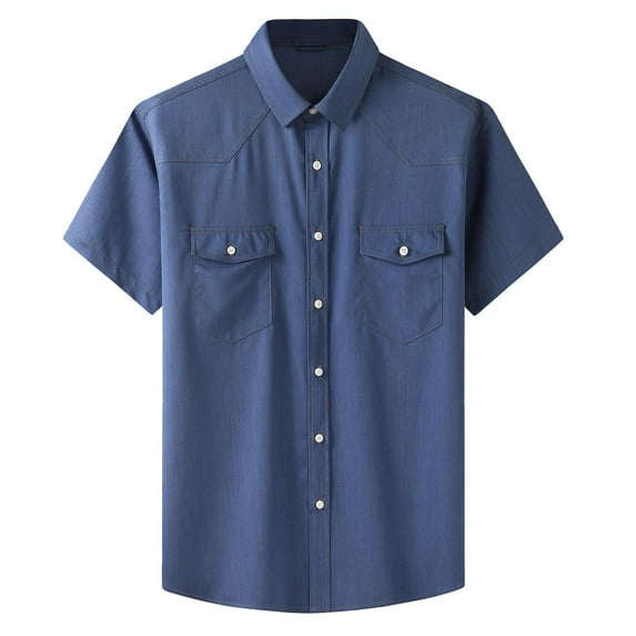 Button Down Shirts for Men Plus Size Short Sleeve Shirts Casual Stretch Outdoor Work Shirts with Pockets