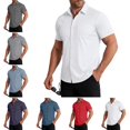 thumbnail image 1 of Button Down Shirts for Men Stylish Short Sleeve Collared Dress Tshirts Summer Casual Quick-Dry Regular Fit Official T-Shirts White S, 1 of 5