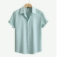 thumbnail image 1 of Button-Down Shirts for Men with Collared Short Sleeve Tees Tops Mens Casual Solid Color Lightweight Breathable Hawaiian Beach Tshirts Shirt, 1 of 8