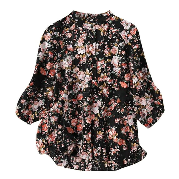 Button Down Shirts for Women Boho Floral Flowy Tops Casual Loose Tunic Dressy Blouses Cotton Linen Long Sleeve Shirt