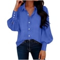 thumbnail image 1 of Cloaraye Button Down Shirts for Women Casual Puff Long Sleeve Shirts with Lapel Elegant Office Lounges Top for Fall Winter Springs, 1 of 7