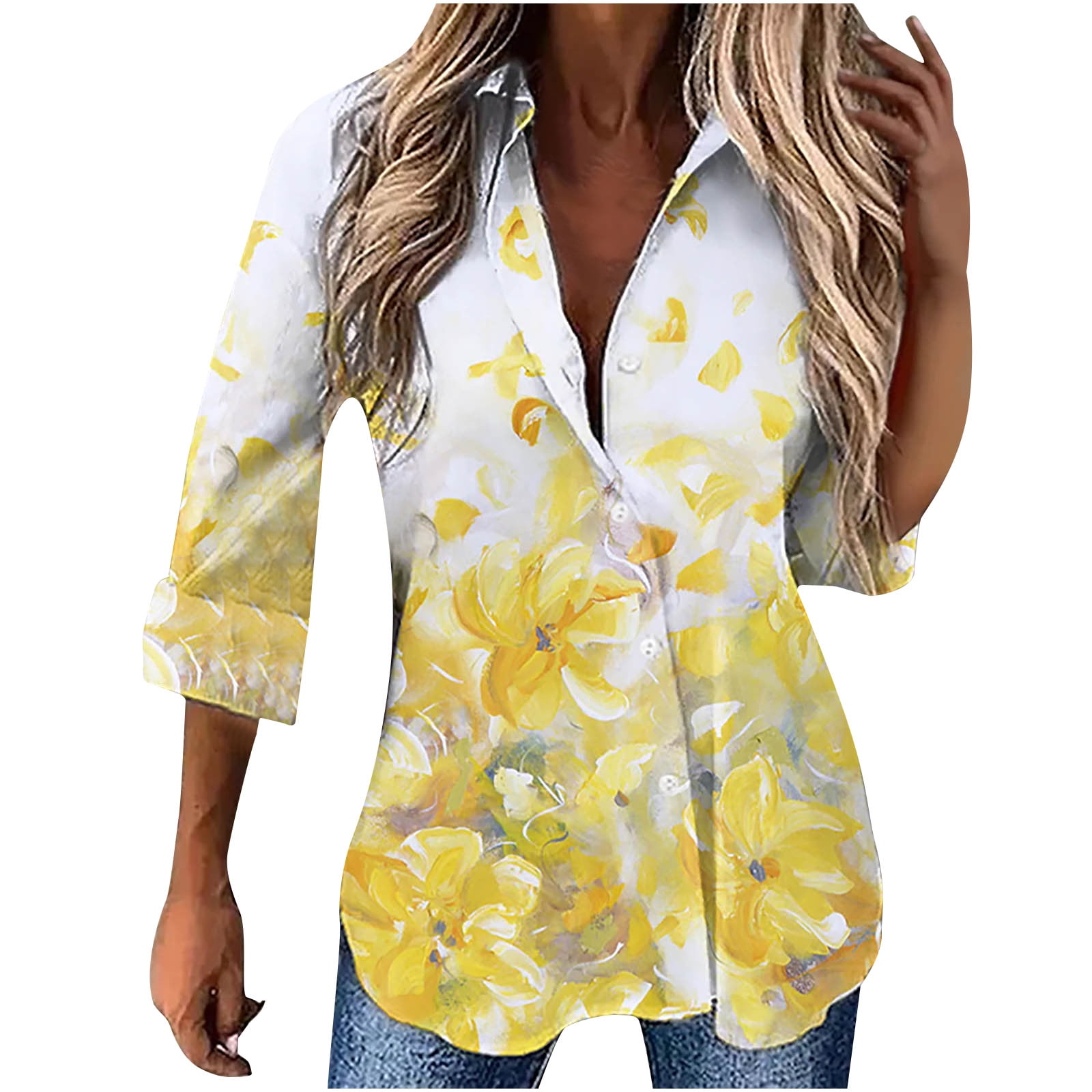 Button Down Shirts for Women Casual Short/Long Sleeve Loose Summer Blouses Green Tops for Women