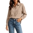 thumbnail image 1 of Button Down Shirts for Women Cotton Oxford Shirts Long Sleeve Dress Shirts Work Casual Solid Tunic Tops Collared Blouse Linen Tops, 1 of 6