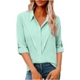 thumbnail image 1 of Button Down Shirts for Women Dress Cotton Long Sleeve Collared Blouse Work Business Casual Tops, 1 of 7