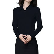 WBQ Button Down Shirts for Women, Fitted Long Sleeve Work Office Blouse