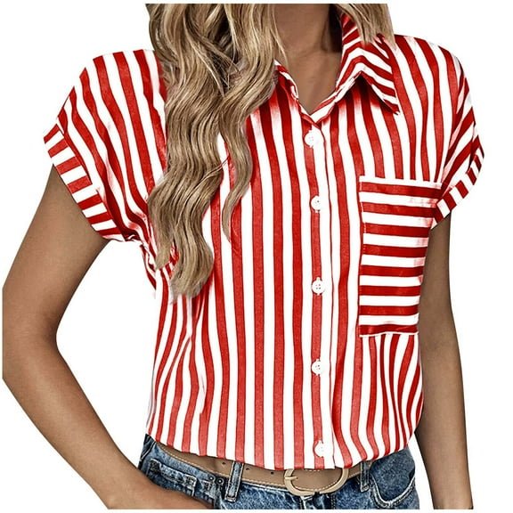 Button Down Shirts for Women Lounge Short Sleeve Tunic Tops for Women XS Women Summer Tops V Neck Warehouse Today Shipping