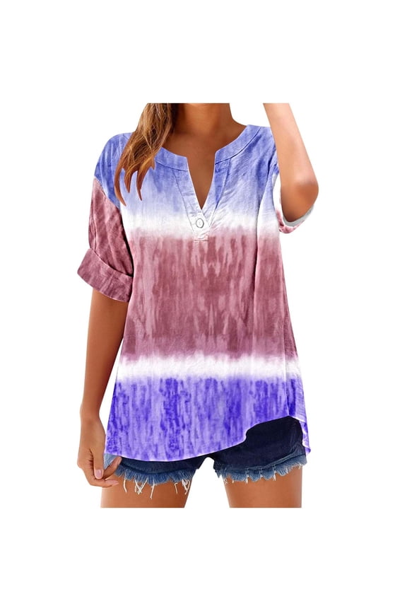 Button Down Shirts for Women Summer 2026 Boho Floral Printed Short Sleeve Tops Cottn Linen Beach Vacation Blouses
