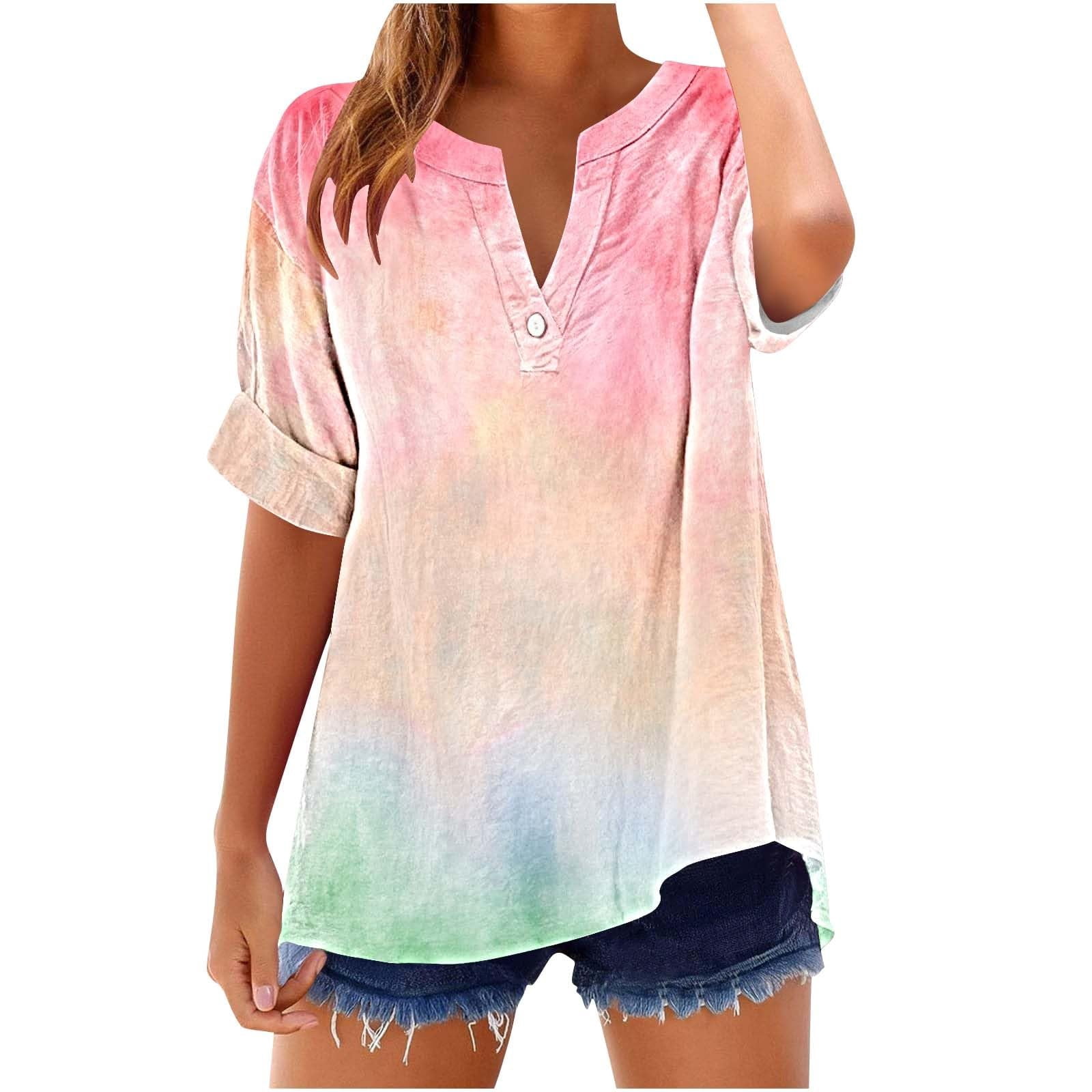 Button Down Shirts for Women Summer 2026 Boho Floral Printed Short ...