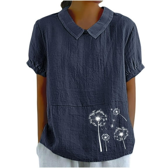 Button Down Shirts for Women Tops Women's Casual Style Casual Printed Short Sleeve Blouse-Sleeve Blouse/Shirt