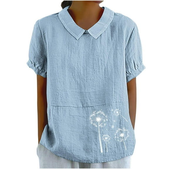 Button Down Shirts for Women Tops Women's Casual Style Casual Printed Short Sleeve Blouse-Sleeve Blouse/Shirt