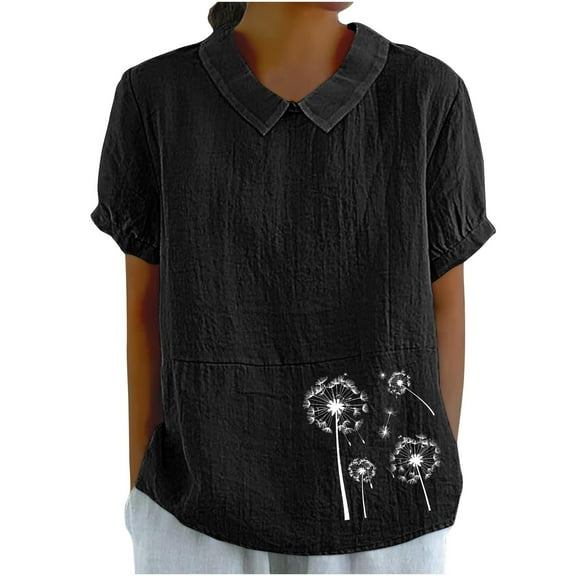 Button Down Shirts for Women Tops Women's Casual Style Casual Printed Short Sleeve Blouse-Sleeve Blouse/Shirt