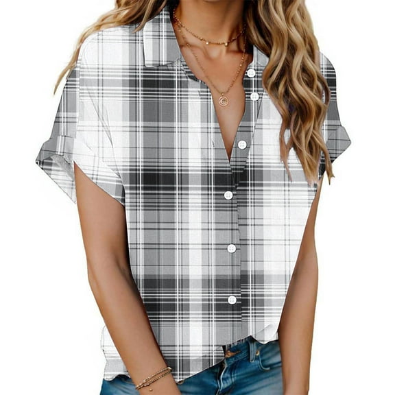 Button Down Shirts for Women Tops Women's Floral Print Fashion Button Shirt Female Lapel Neck Loose T-Shirt Blouse