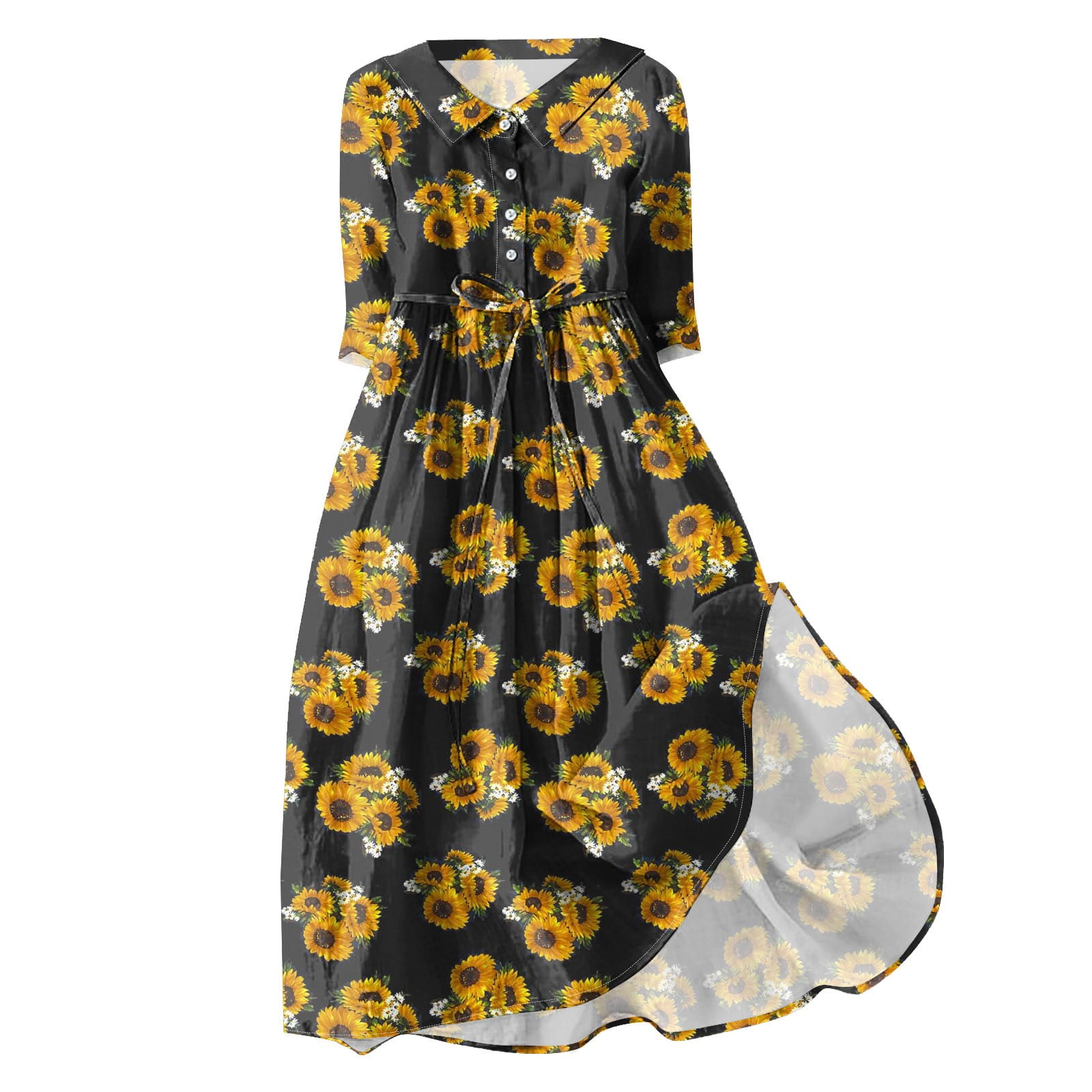 Button Down Spring Shirt Dress Loose Beach Lapel Business Dresses